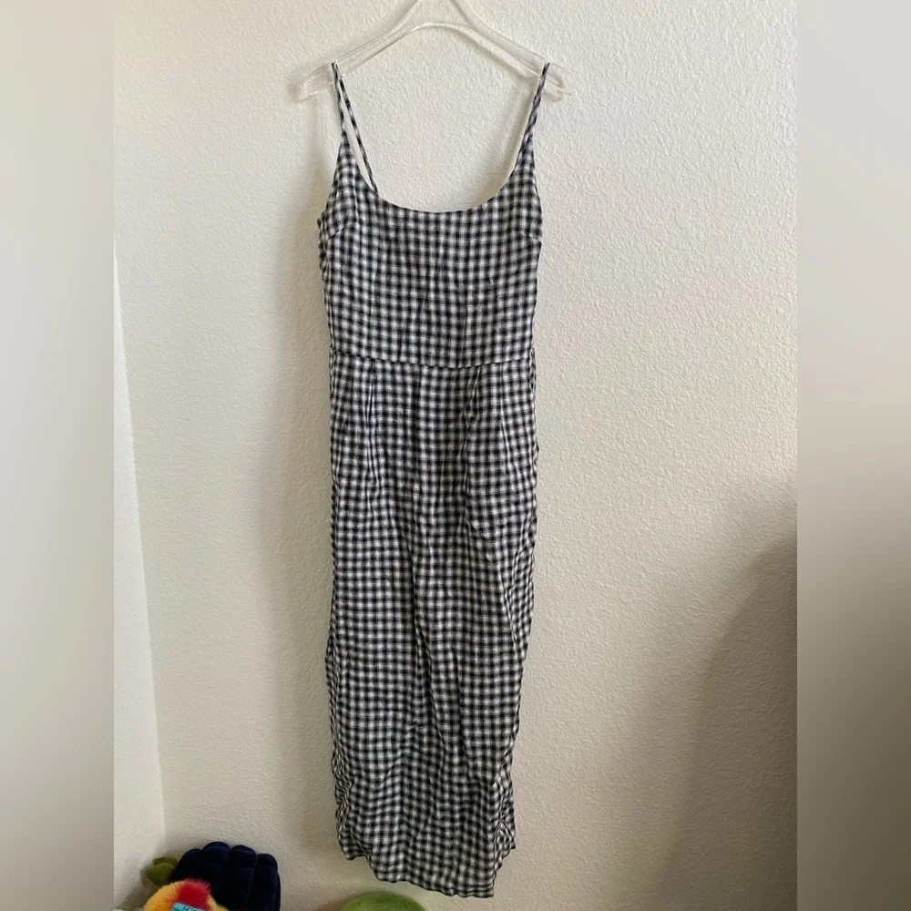 Quince Black and White Gingham Midi Dress - Picture 2 of 5